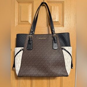 Michael Kors Black, Brown, and Cream Tote